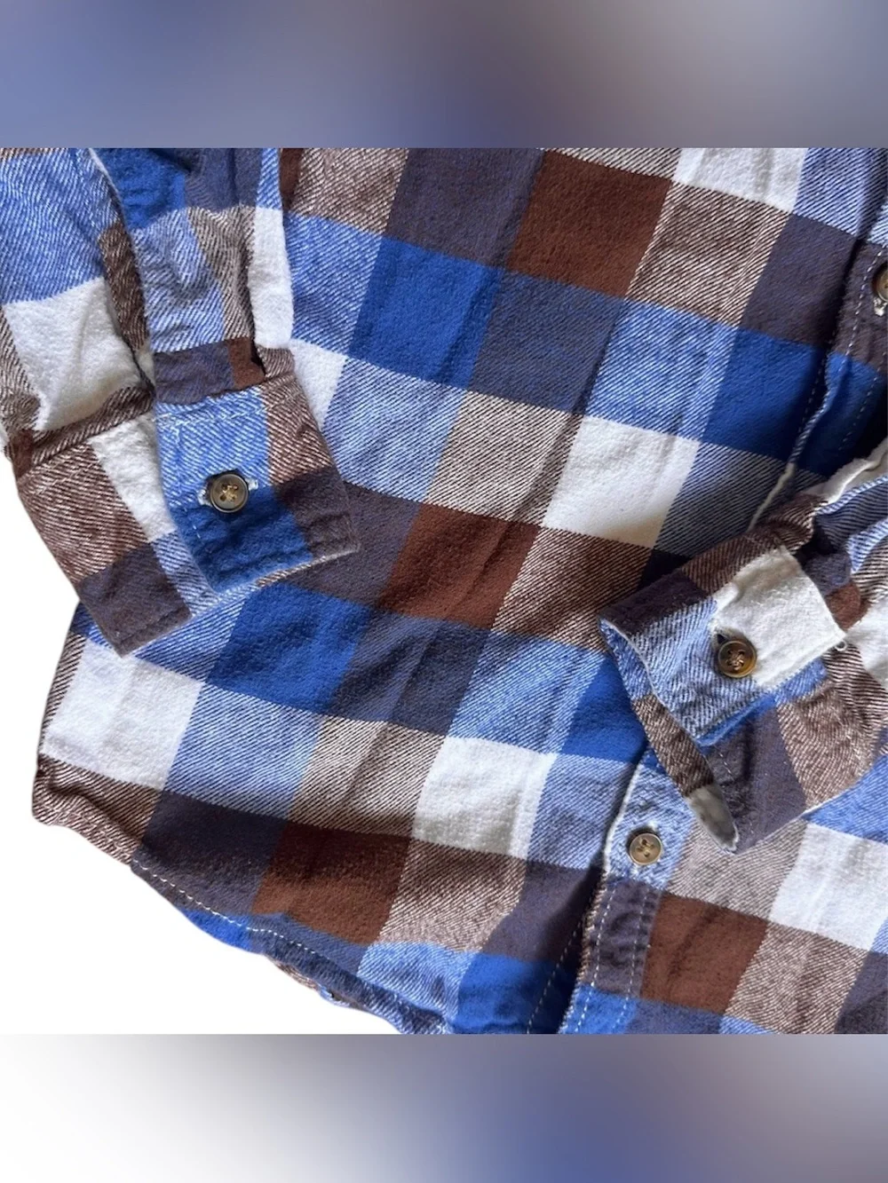 Carter's 5T Boys blue brown plaid button down flannel long sleeve shirt